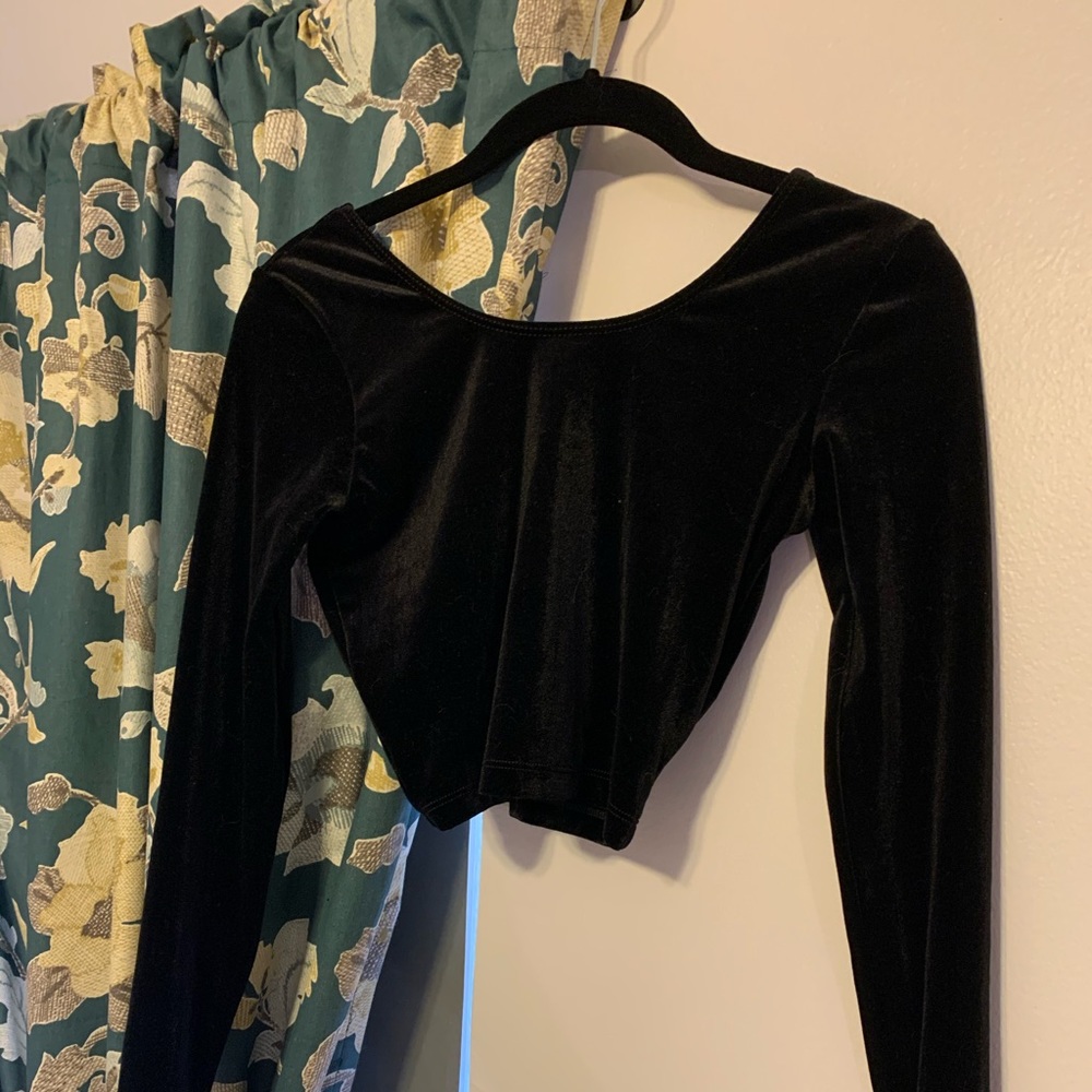 Long sleeve velvet crop top. American Apparel.